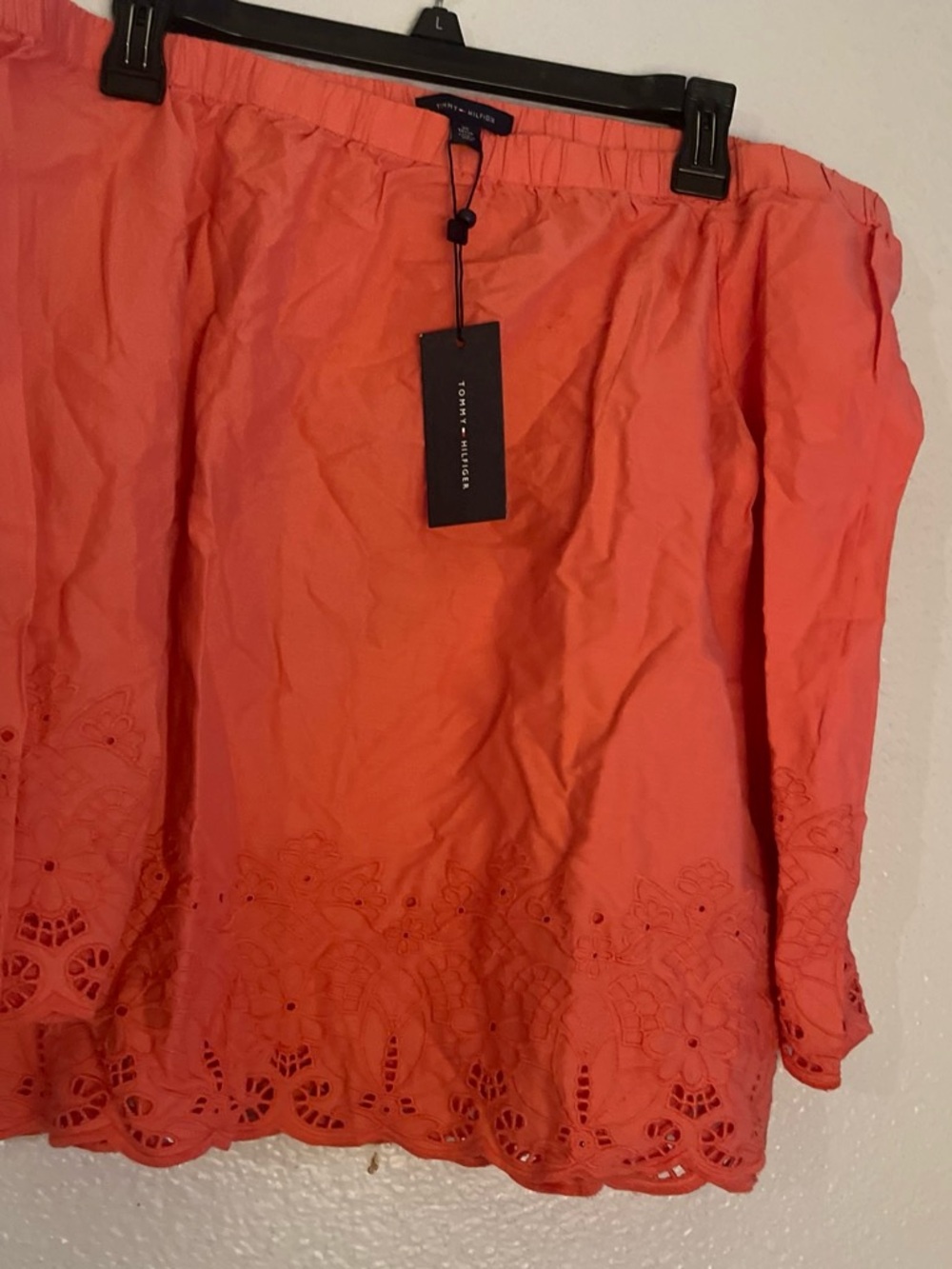 Tommy Hilfiger Coral Off-Shoulder Eyelet Tunic